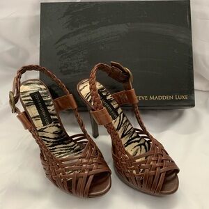 Steve Madden Luxe Cognac Leather Heels
